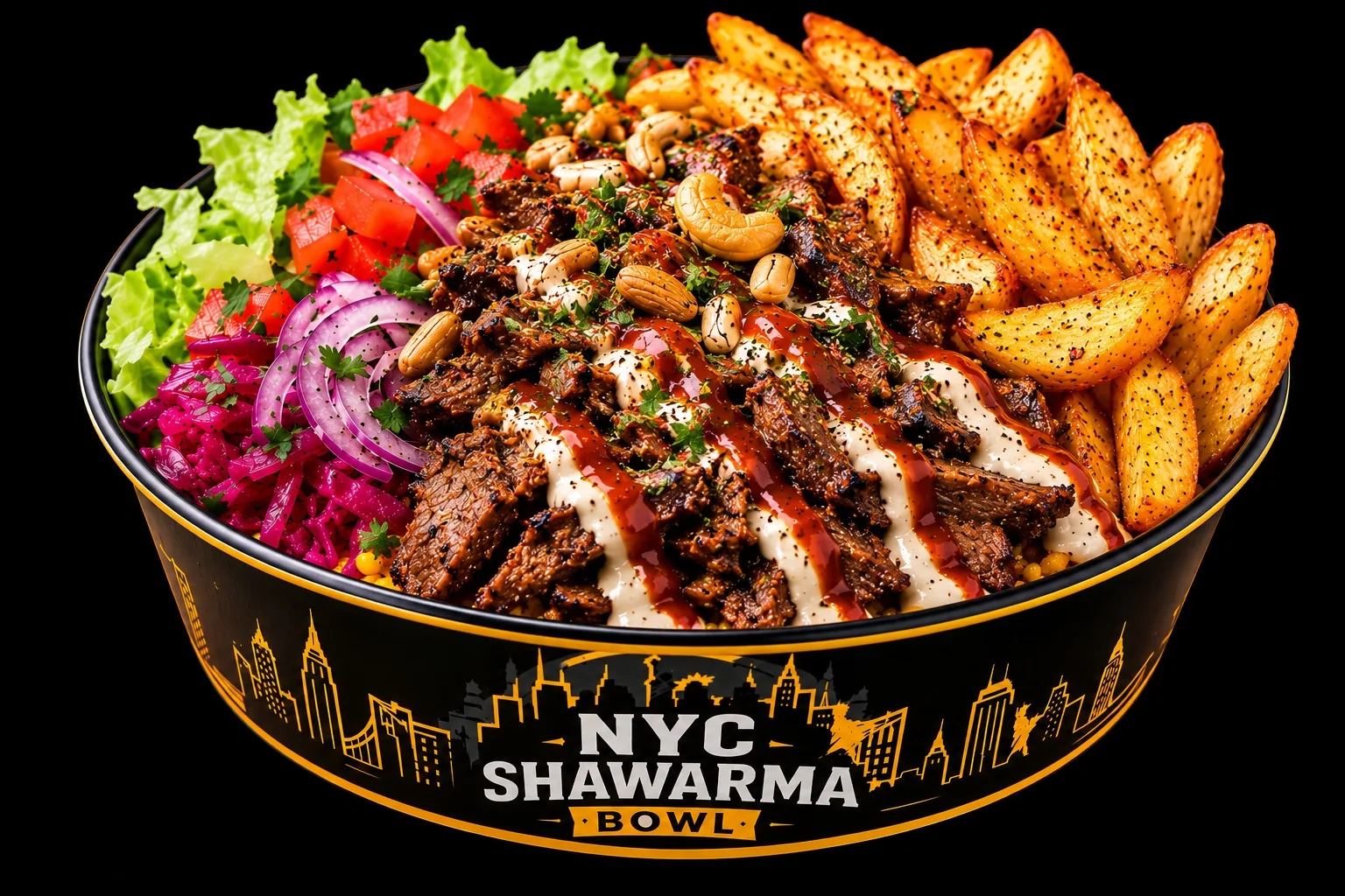 Rind Bowl mit Steakhouse-Pommes